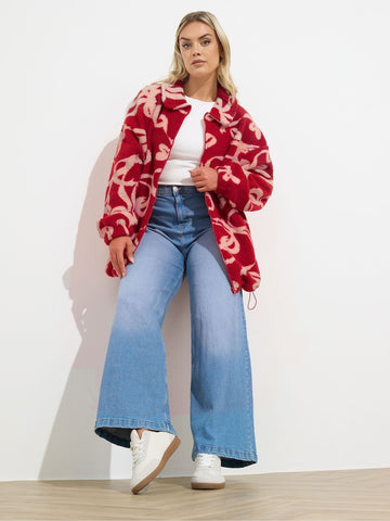 Curve Red Zip Through Borg Fleece