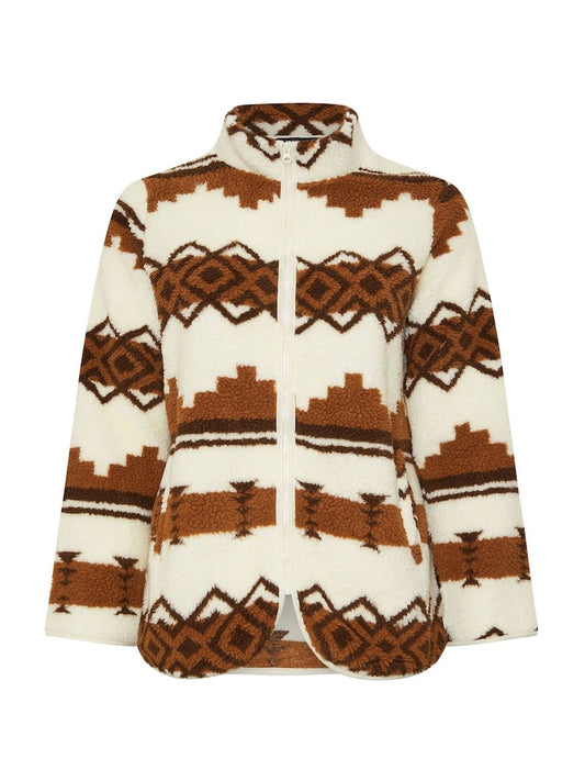 Curve Brown Zip Through Borg Fleece